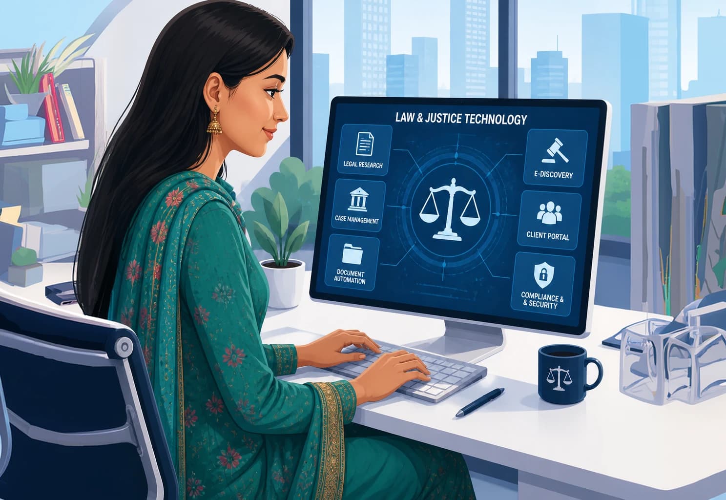 Participant using a legal tech dashboard