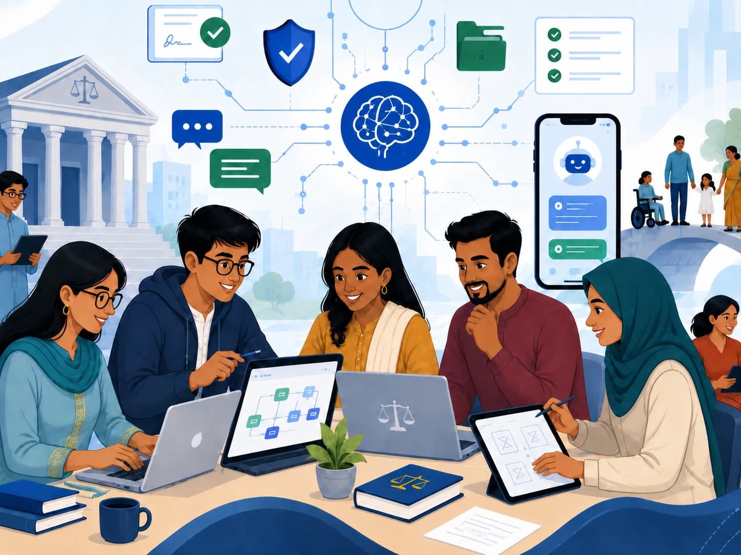Teams collaborating at the Legal Tech Hackathon
